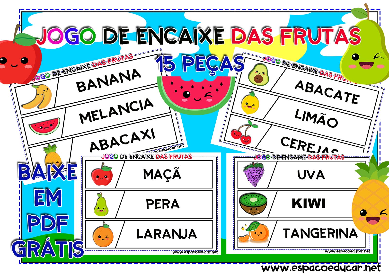 JOGO EDUCATIVO ENCAIXE DAS FRUTAS PARA BAIXAR GRÁTIS EM PDF!-ESPAÇO EDUCAR